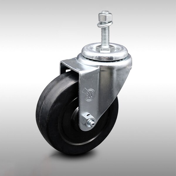 4 Inch SS Soft Rubber Wheel Swivel 3/8 Inch Threaded Stem Caster